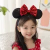 Minnie ear-shaped red sequined bow headband girls' party headwear details Picture